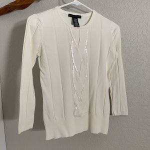 Ivory cream off white 3/4 sleeve sweater top